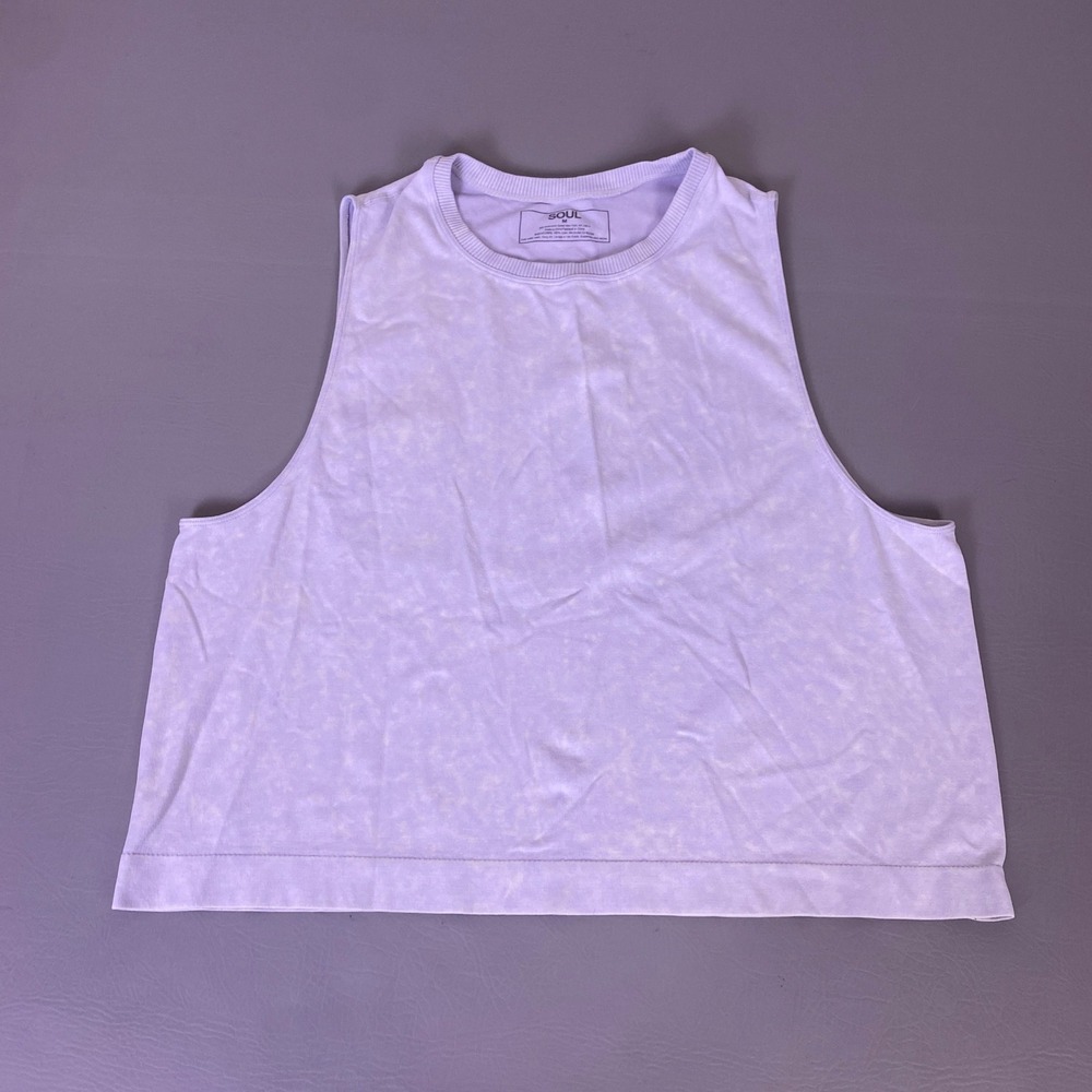 SoulCycle Muscle Tank Women M Lavender Purple Acid Wash Skull Logo Crop Top